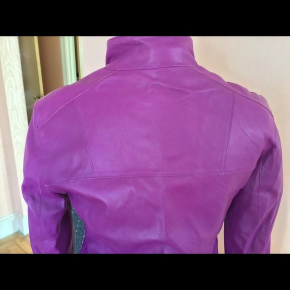 Butter Soft Fuschia Andrew Marc Moto Jacket 1990s - Picture 6 of 7